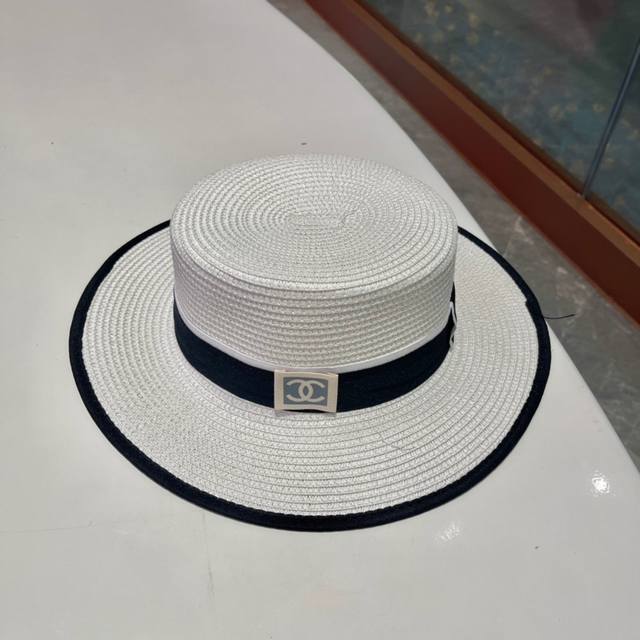 Chanel香奈儿草帽 布包边设计遮阳帽名媛风 头围57Cm 跑量三个色